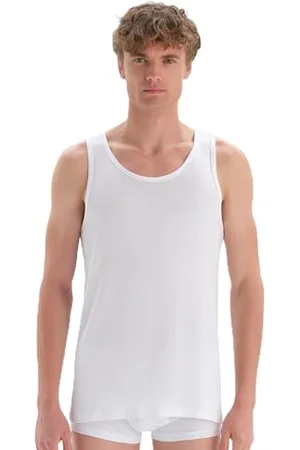 Dagi Débardeur sans Manches, col en U, Coupe ajustée Vest, Blanc, XXL Hommes