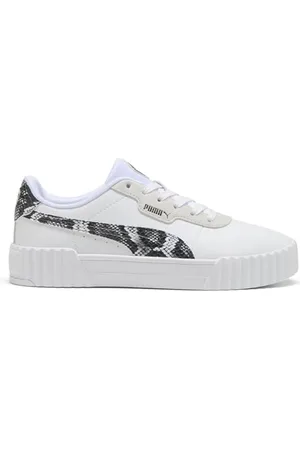 PUMA Femme Carina 3.0 Snake Chic Basket, White-Vapor Gray Aged Silver, 41 EU
