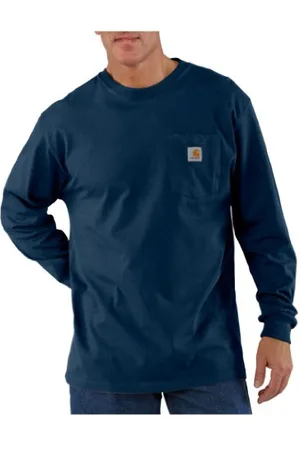 Carhartt Workwear Long Sleeve Pocket T-Shirt Utilitaire de Travail, Marine, XX-Large Homme
