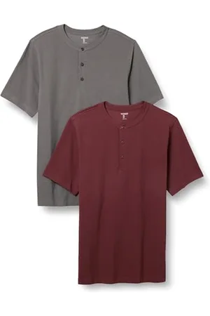 Amazon Henley en Piqué à Manches Courtes, Coupe Classique (Grandes Tailles Disponibles) Homme, Lot de 2, , XL