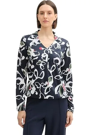 TOM TAILOR 1044142 T-Shirt à Manches Longues, 36554-Motif Floral Painterly, XL Femmes