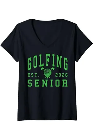 Class of 2026 Graduation Shirts Femme Golf Senior Golf de nuit Senior 2026 Graduation 60 T-Shirt avec Col en V