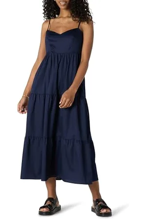 Amazon Robe Longue Bretelles Fines en Satin De Coton Coupe Classique Femme, , L