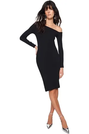 Trendyol Robe midi Droite à Manches Longues pour Femme, , XL