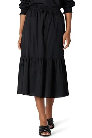 Amazon Jupe Midi Cintrée et Évasée en Satin de Coton (Haut Vendu Séparément) Femme, , XL