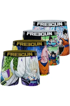 Freegun Boxer Enfant Dragon Ball Z, Caleçon Garçon, Ultra-Doux et Confortable (Lot de 3) Taille 14/16 Ans Rose/Bleu/Jaune/Violet
