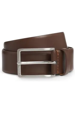 HUGO BOSS Hommes Erman-L Sz35 Ceinture en cuir italien avec boucle à logo gravé