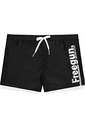 Freegun Maillot de Bain Garçon Séchage Rapide, Boxer de Bain Enfant, Plage et Piscine, , Blanc, Taille 8/10 Ans