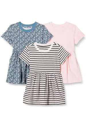 Amazon Robe en jersey à manches courtes Fille, Lot de 3, , 5 ans