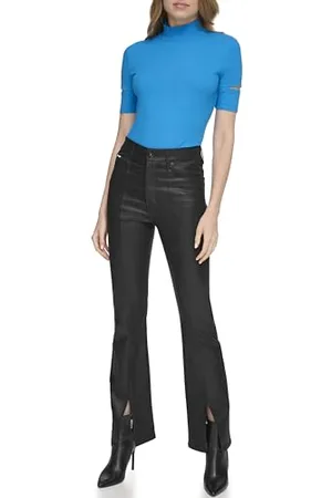 DKNY Coated Denim Split Hem Jeans, Black, W25 aux Femmes