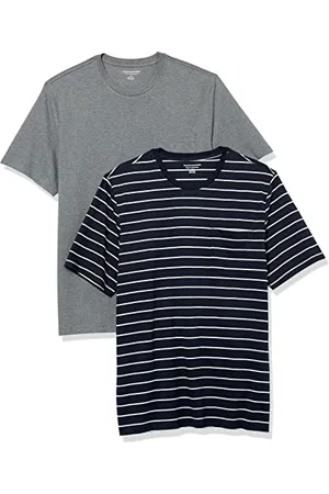 Amazon T-shirt coupe droite à encolure ronde et manches courtes, avec poche Homme, Lot de 2, , XXL