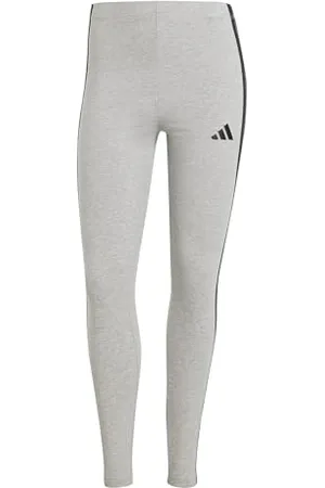 adidas Femme Essentials 3-Stripes Cotton Leggings, Medium Grey Heather/Black, S