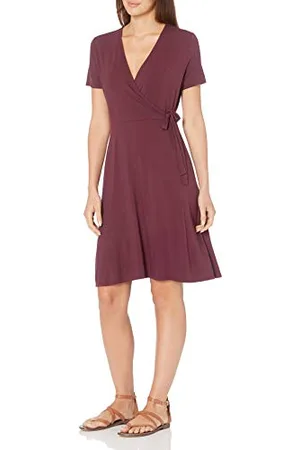 Amazon Robe Effet Cache-cœur à Manches Courtes Femme, , XL