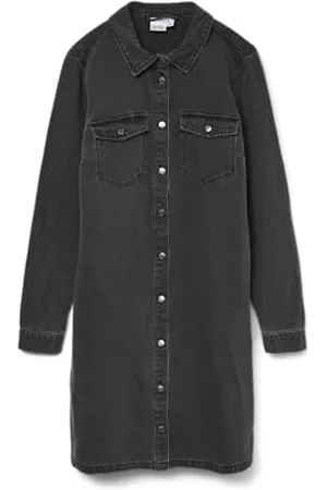 VERO MODA Vmjennie Ls Robe Courte en Denim Mix Noos, , M Femme