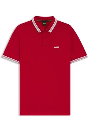 HUGO BOSS BOSS Hommes Paddy Polo en piqué de Coton avec col et Poignets rayés