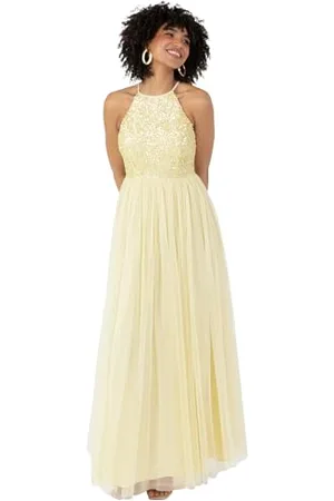 Maya Deluxe Womens Ladies Bridesmaid Maxi Dress Halter Neck Sequin Embellished Prom Graduation Wedding Robe de Demoiselle d