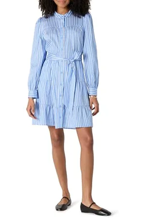 Amazon Robe Chemise à Volants en Satin de Coton, Coupe Classique Femme, , M