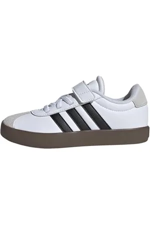 adidas VL Court 3.0 Hook and Loop Shoes Kids Chaussures, Cloud White/Core Black/Grey One, 30 EU