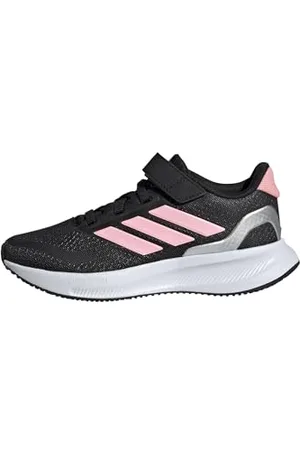 adidas Mixte Enfant RUNFALCON 5 Shoes Kids Chaussures de Course, Core Black/Pink/Silver Metallic, 33 1/2 EU