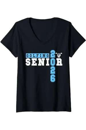 Class of 2026 Graduation Shirts Femme Golf Senior Golf de nuit Senior 2026 Graduation 67 T-Shirt avec Col en V