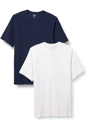 Amazon Henley en Piqué à Manches Courtes, Coupe Classique (Grandes Tailles Disponibles) Homme, Lot de 2, , L