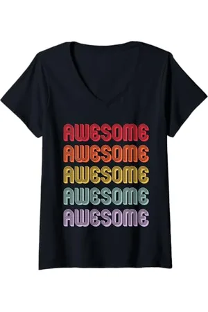 Awesome apparel Femme Impressionnant T-Shirt avec Col en V