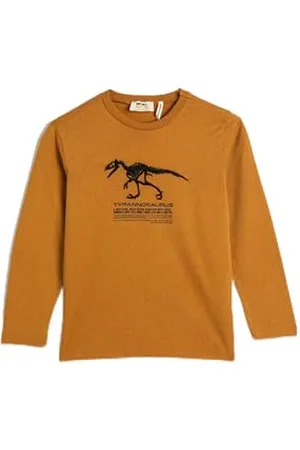 Koton Dinosaur Printed T-Shirt Long Sleeve Crew Neck Cotton, Vêtements Enfant Garçon, T-Shirt Garçons