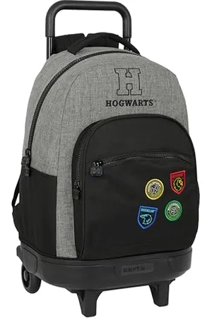 Safta Harry Potter House of Champions - Grand sac à dos à roulettes, compact, amovible, idéal pour enfants de différents âges, confortable et polyvalent, résistance, 33 x 22 x 45 cm, gris mélange/noir, Gris