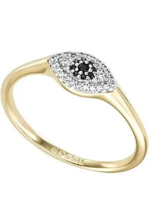 Fossil Bague Pour Femme Argent Sterling, Longueur : 6mm, Largeur : 9.5mm Or Et Argent Bague En Argent Sterling Plaqué Or 14K, JFS00580998