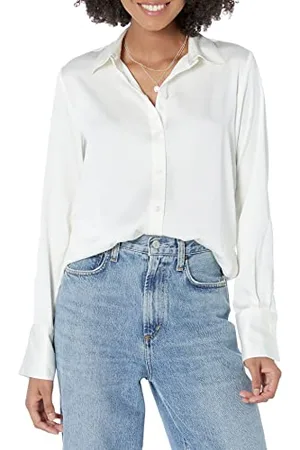 Amazon Blouse Boutonnée en Satin, Coupe Classique (Grandes Tailles Disponibles) Femme, , M