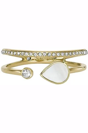 Fossil Bague pour Femme, Bague Prestack en Nacre Blanche en Forme de Goutte D
