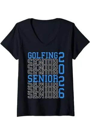 Class of 2026 Graduation Shirts Femme Golf Senior Golf de nuit Senior 2026 Graduation 76 T-Shirt avec Col en V