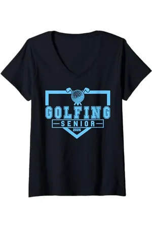 Class of 2026 Graduation Shirts Femme Golf Senior Golf de nuit Senior 2026 Graduation 69 T-Shirt avec Col en V