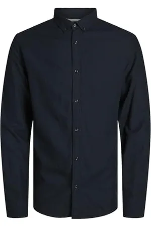 JACK & JONES Jprccmaze Linen T-Shirt L/S boutonné Chemise à Manches Longues, Night Sky/Fit : Coupe Confortable, XL Homme