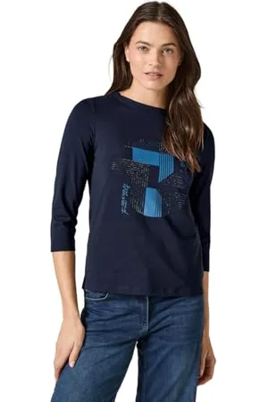 CECIL B322086 T-Shirt avec imprimé, Bleu pétrole, M Femmes