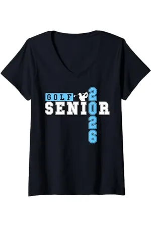 Class of 2026 Graduation Shirts Femme Golf Senior Golf de nuit Senior 2026 Graduation 63 T-Shirt avec Col en V