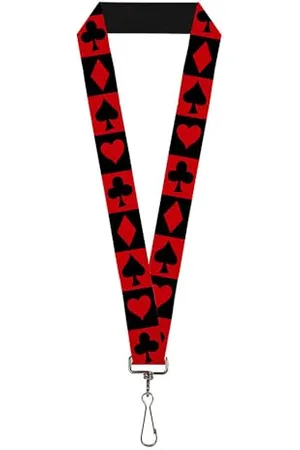 Buckle Buckle Down Lanyard – 1.0 – Costume Alice au Pays des Merveilles Rouge/Noir Chaîne de clé, , Taille Unique Mixte