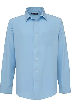 Nautica School Uniform Long Sleeve Performance Oxford Button-Down Shirt Chemise Bouton Bas, , L Homme