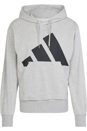 adidas Homme Essentials BIG Logo French Terry Hoodie, Medium Grey Heather/Black, XL