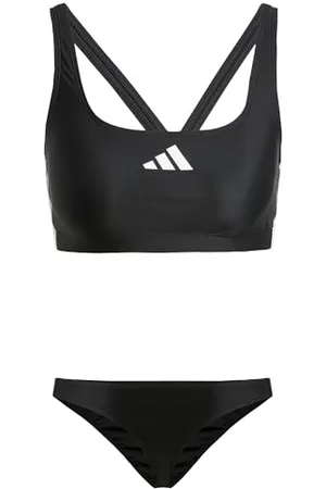 adidas Bikini 3 Bandes Dos en V pour Femme 26, Noir/Blanc, 54