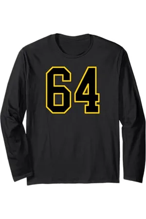 Sports Numbers Store Numéro 64 en et jaune style sport universitaire Manche Longue