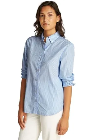 Tommy Hilfiger Femme Tjw Reg Pinstripe Poplin Shirt Dw0dw20290 Chemise L/S, White (Sugarplum Blue/Stripe), XL EU