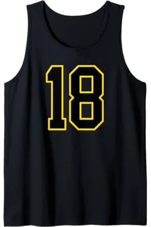 Sports Numbers Store Numéro 18 en et jaune style sport universitaire Débardeur