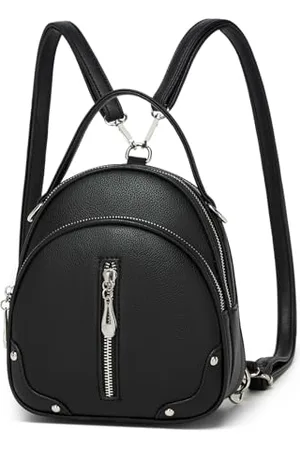 MISS LULÙ Sac à dos féminin en PU waterproof - Sac à dos de voyage léger et petit avec sangle amovible, 4 poches à fermeture éclair