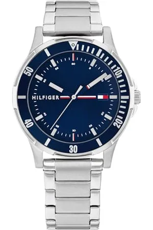 Tommy Hilfiger Montre Garçon Cadran , Bracelet Acier Inoxydable, Boîtier Acier 34mm, Lunette Aluminium, Quartz, 5 ATM