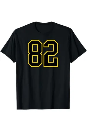 Sports Numbers Store Numéro 82 en et jaune style sport universitaire T-Shirt
