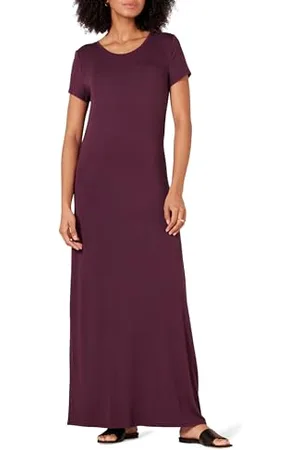 Amazon Robe Longue à Manches Courtes Femme, , XL
