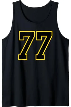 Sports Numbers Store Numéro 77 en et jaune style sport universitaire Débardeur