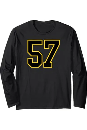 Sports Numbers Store Numéro 57 en et jaune style sport universitaire Manche Longue