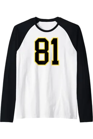 Sports Numbers Store Numéro 81 en et jaune style sport universitaire Manche Raglan